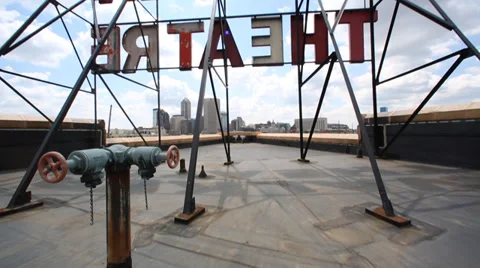 Walker Theatre from Behind 2 Stock Footage 36705137