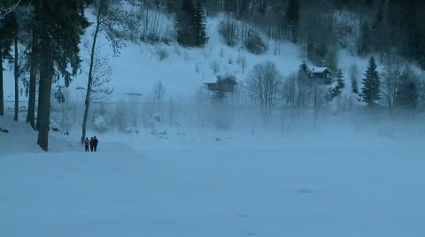 Walkers in winter  Stock Footage 303431