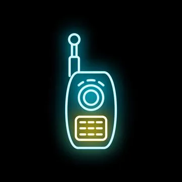 Walkie talkie communication device glowing neon sign Stock Illustration