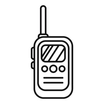 Walkie talkie communication device line art icon Stock Illustration