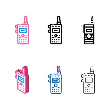 Walkie talkie electronic device variants color icon vector Stock Illustration