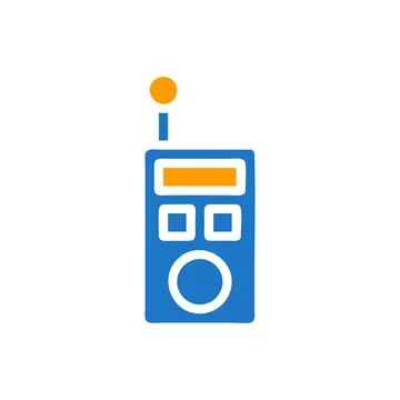 Walkie Talkie icon solid blue orange colour military symbol perfect. 스톡 일러스트