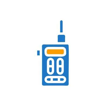 Walkie Talkie icon solid blue orange colour military symbol perfect. Stock Illustration