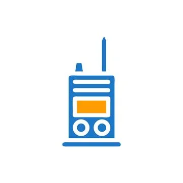Walkie Talkie icon solid blue orange colour military symbol perfect. Illustrazione stock