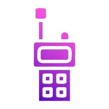 Walkie talkie icon solid style gradient purple pink colour military illustr.. Stock Illustration
