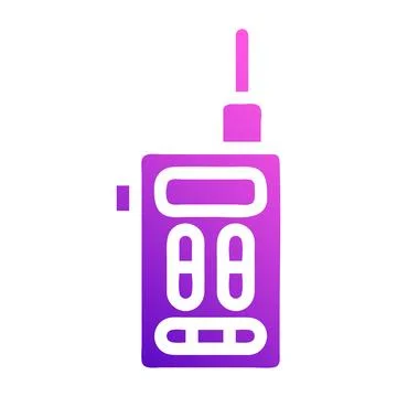 Walkie talkie icon solid style gradient purple pink colour military illustr.. Stock Illustration