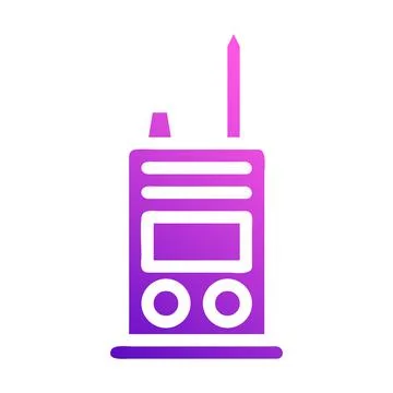 Walkie talkie icon solid style gradient purple pink colour military illustr.. Stock Illustration