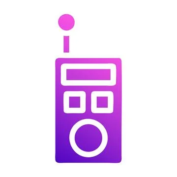 Walkie talkie icon solid style gradient purple pink colour military illustr.. Stock Illustration