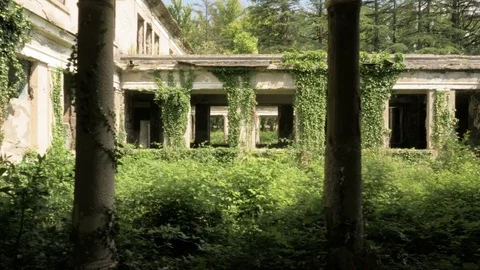 Walking in the abandoned building in Tskaltubo, Georgia Video stock 82647097