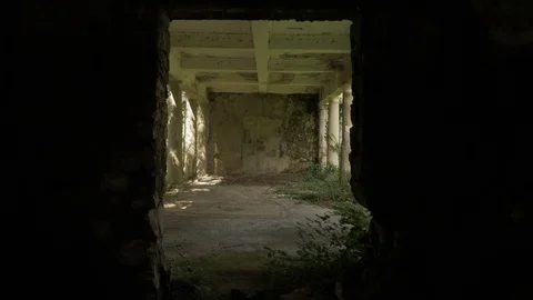 Walking in the abandoned building in Tskaltubo, Georgia Stock Footage 82647349