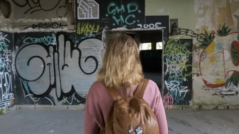 Walking In Abandoned Old Building Slow Motion Stock Footage 101747990