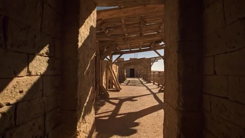 Walking on an abandoned old wall morocco Stock Footage 125248737