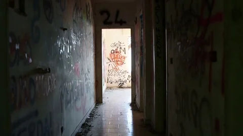 Walking into the abandoned place Stock Footage 109135930