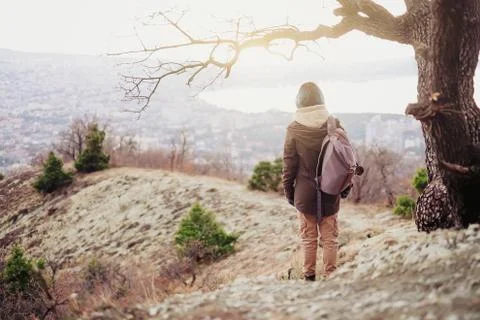 Walking above the town Stock Photos