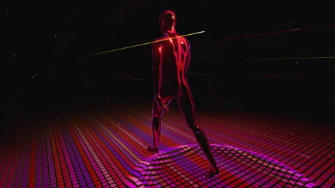 Walking Abstract Man and making earth shake underneath his feet Stock Footage 234355187
