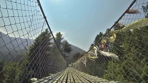Walking across the brigde Stock Footage 24673769
