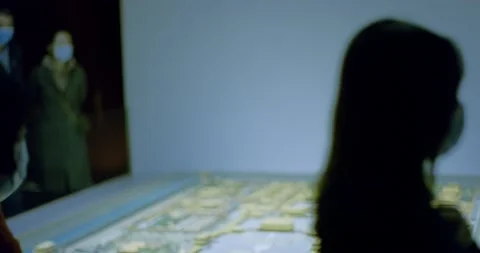 Walking across Mini  scale model of forbidden City Stock Footage 143432452