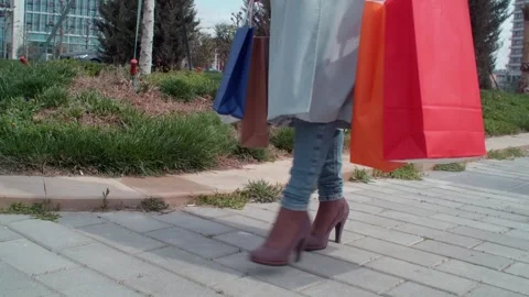 Walking after shopping Stock Footage 272910049