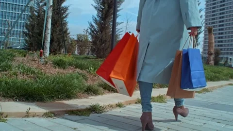 Walking after shopping Stock Footage 272910076