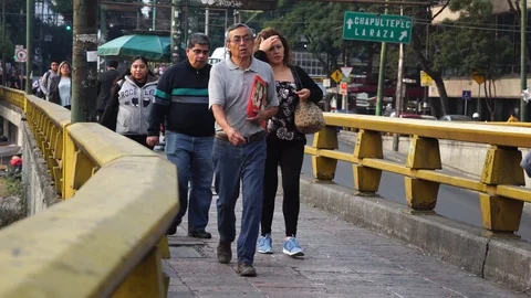 Walking afternoon commute in Mexico City Stock Footage