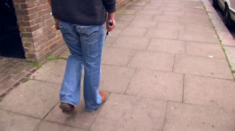 Walking with aid of a blind man. (Steady-Cam) Stock Footage 10892871