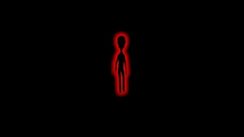 Walking alien entity , hybrid . Red . 3d animation Stock Footage 112468912