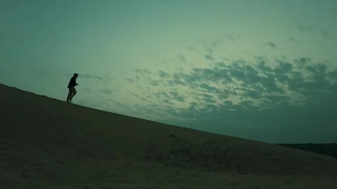 Walking alone in desert Stock Footage 264581065