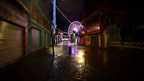 Walking alone in Prater at night 스톡 동영상 108735283