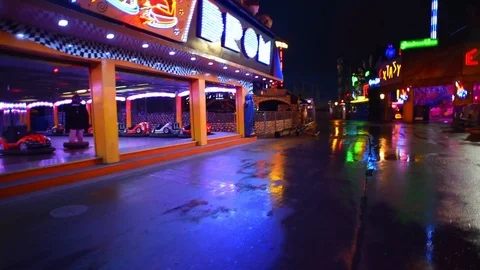 Walking alone in Prater at night Stock Footage 109391617
