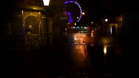 Walking alone in Prater at night Stock Footage 109391658