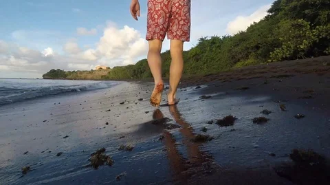 Walking along the Caribbean Ocean Video stock 100852352