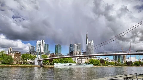 Walking along a City River Stock Footage 98499191