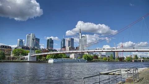 Walking along a City River Stock Footage 98499220