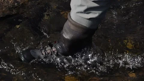Walking along a crystal clear river in slow motion Vidéo 137154725