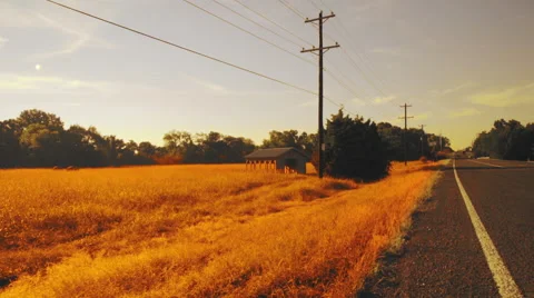 Walking along a highway in Texas Stock Footage 68503064