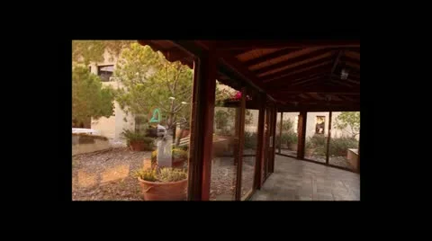 Walking along hotel veranda Video stock 20587785