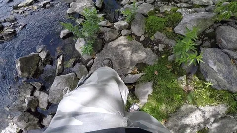 Walking Along the Lehigh River Stock Footage