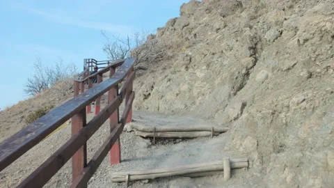 Walking along mountain path. Golitsyn trail, Crimea Stock Footage 167494572