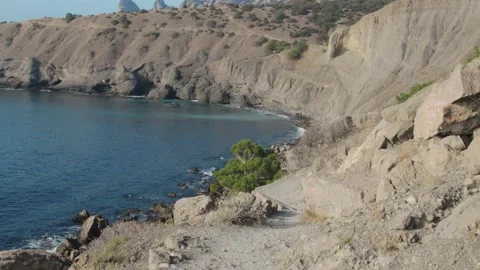Walking along mountain path. Golitsyn trail, Crimea Video stock 167494669