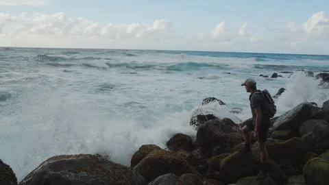 Walking Along Ocean Stock Footage 75261401