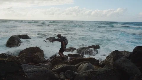 Walking Along Ocean Stock Footage 75262140