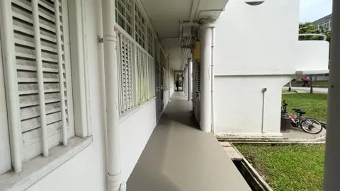 Walking Along Old Estate Stock Footage 168856352