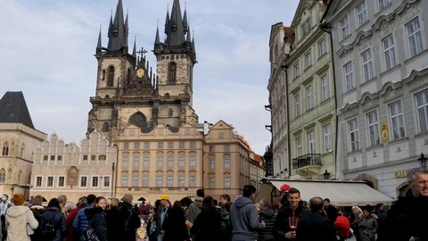 Walking along the old Prague. Architecture and art. Stockbeeldmateriaal 102962342