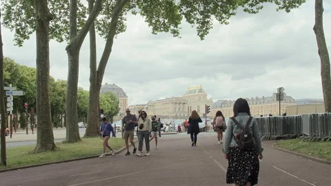 Walking along a path to the Palace of Versailles, Paris, France, Video Video stock 280265929