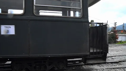 Walking along the retro train Stock Footage 127719312