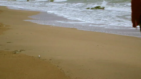 Walking along the sand Stock Footage 805892