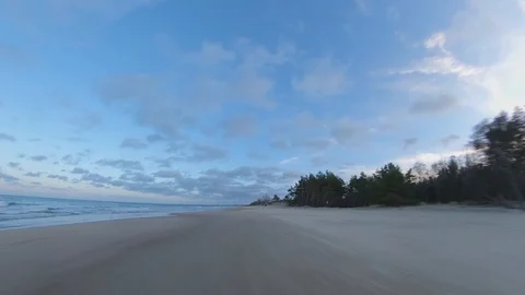 Walking Along Sandy Beach Baltic Sea at Sunset Hyper Lapse POV Video stock 125007192