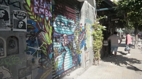 Walking Along The Streets Of San Telmo, Buenos Aires, Argentina Video stock 56433295