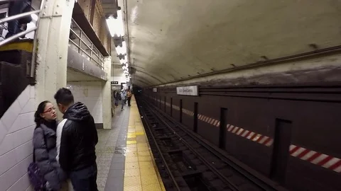 Walking Along Subway Platform at Grand Central Terminal Stock Footage 73611778