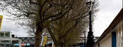 Walking along the Thames Path in Southwark, London, United Kingdom Stock Footage 176203930